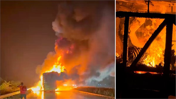 हैदराबाद-बेंगलुरु हाईवे पर भीषण हादसा, बाइक से टक्कर के बाद बस में लगी आग, 11 लोगों की मौत