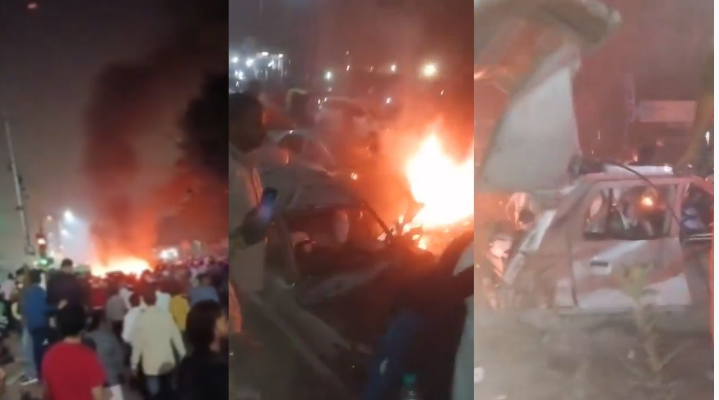 लाल किला मेट्रो के पास कार में जोरदार धमाका, कई गाड़ियाँ जलीं लाल किला मेट्रो के पास कार में जोरदार धमाका, कई गाड़ियाँ जलीं