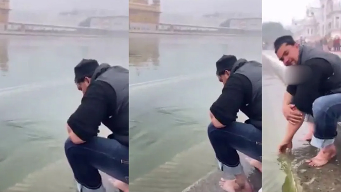 अमृतसर स्थित स्वर्ण मंदिर के सरोवर में मुस्लिम युवक ने धोए हाथ और किया कुल्ला अमृतसर स्थित स्वर्ण मंदिर के सरोवर में मुस्लिम युवक ने धोए हाथ और किया कुल्ला